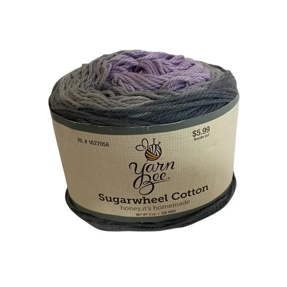Yarn Bee Sugarwheel Cotton Yarn Honey It's Homemade Gray Purple 5oz 335 Yards